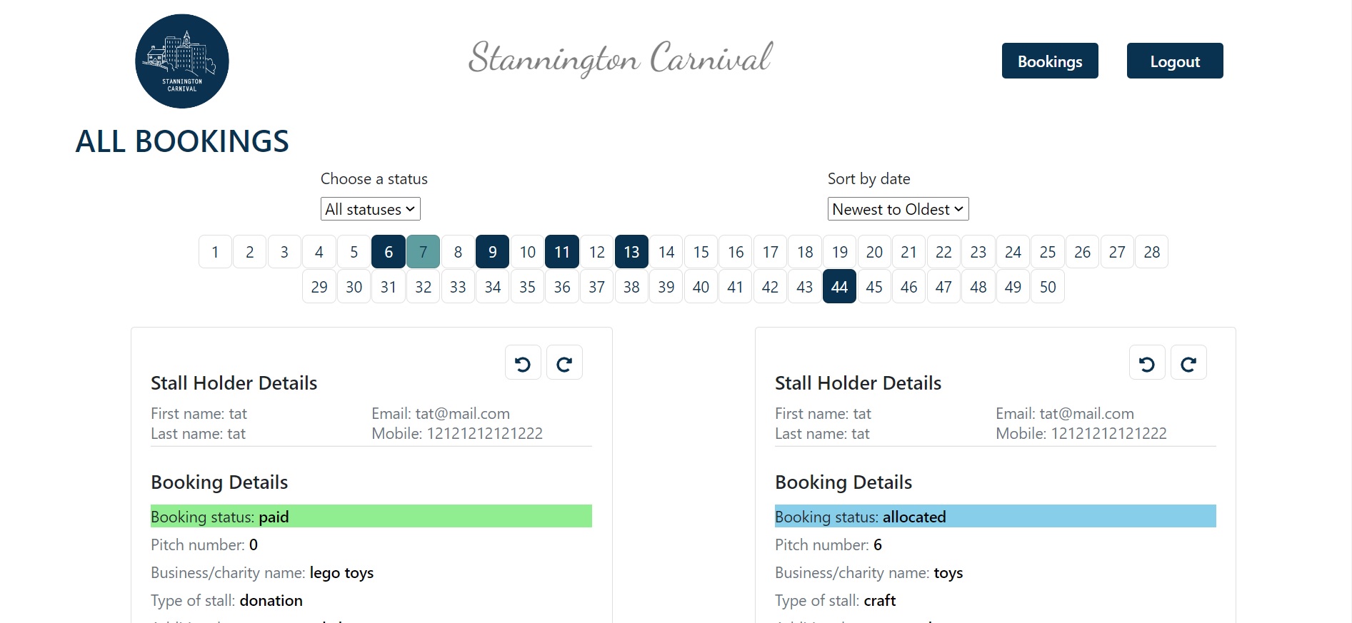 Stannington Carnival Booking